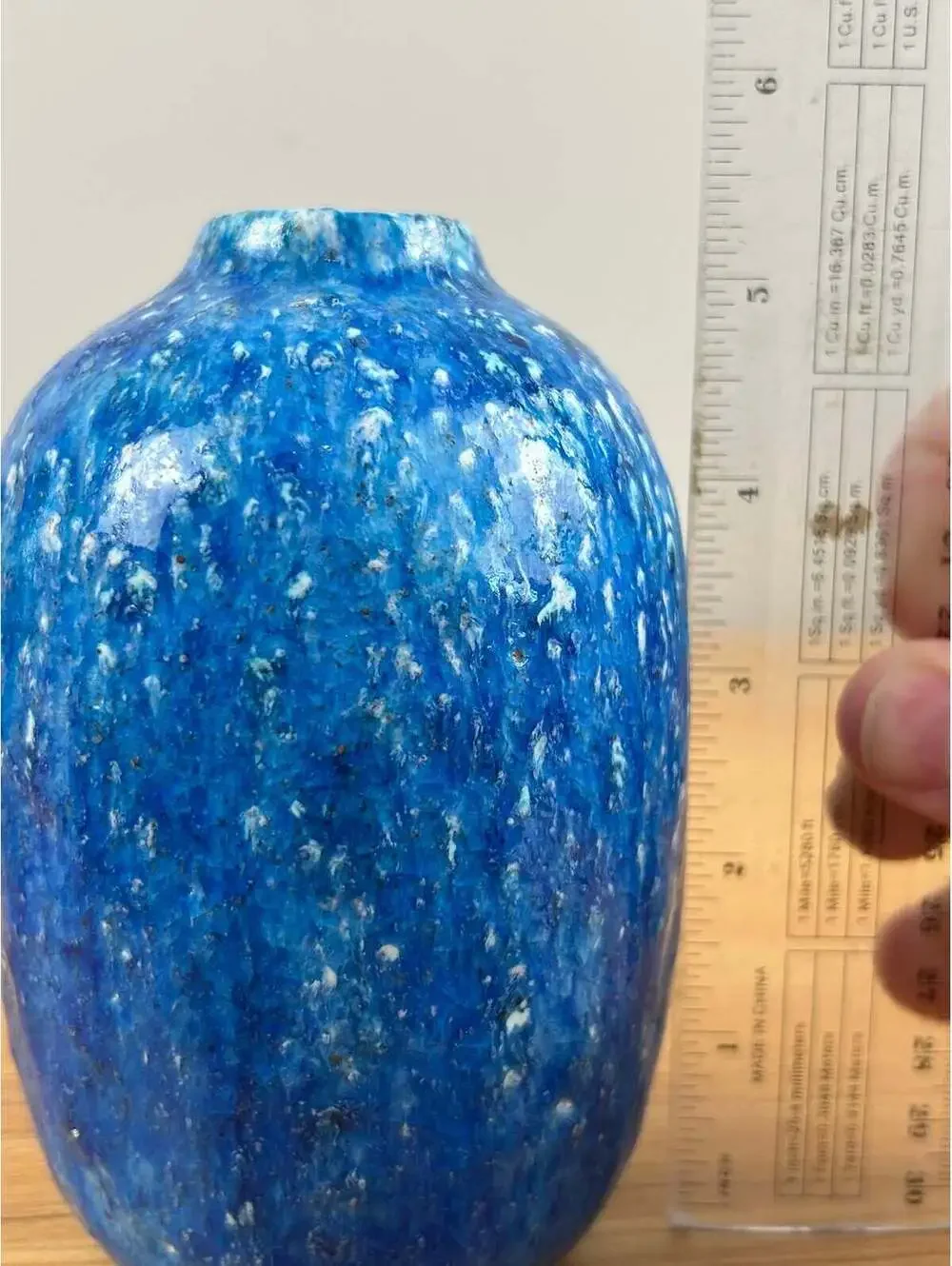 Edmond Lachenal French 1920s Art Pottery Thick Mottled Blue Ovoid Vase